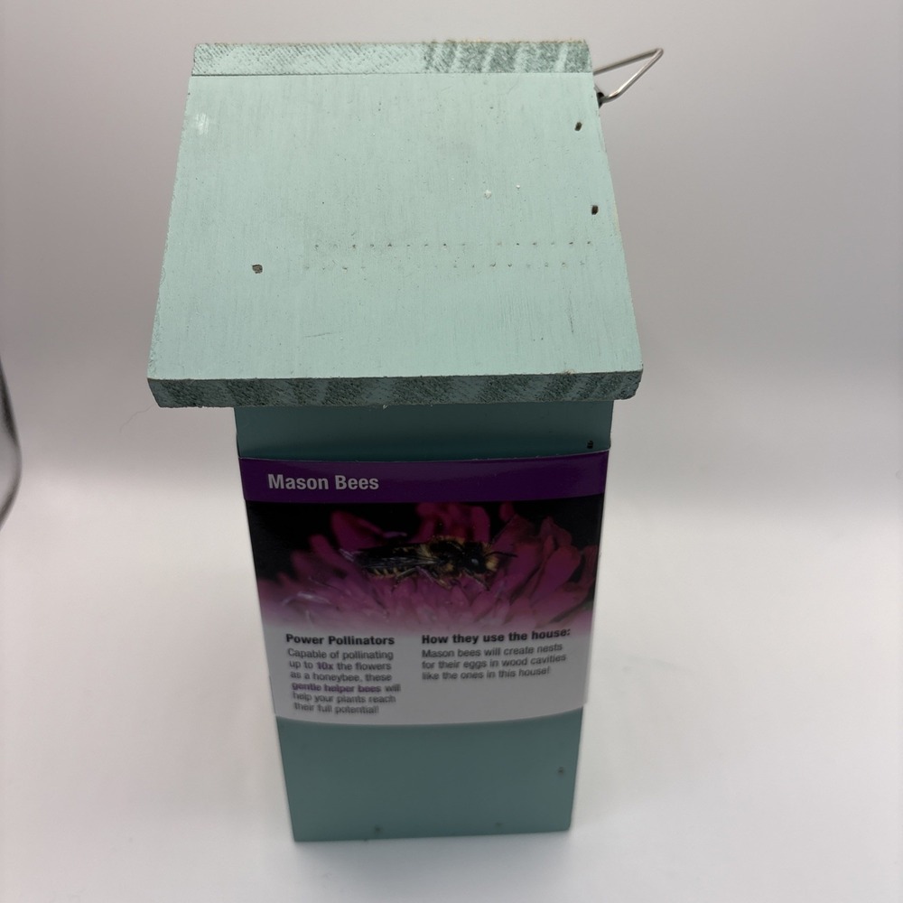 Nature's Way Better Gardens Pollinator Bug Mason Bee House Wooden Green Blue - Picture 4 of 8